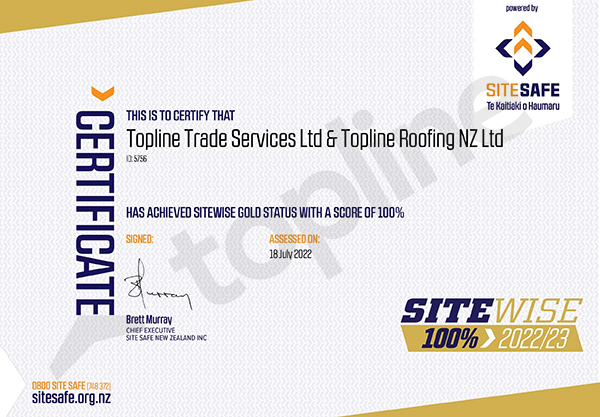 SiteWise Gold 2022-23 Certificate Topline